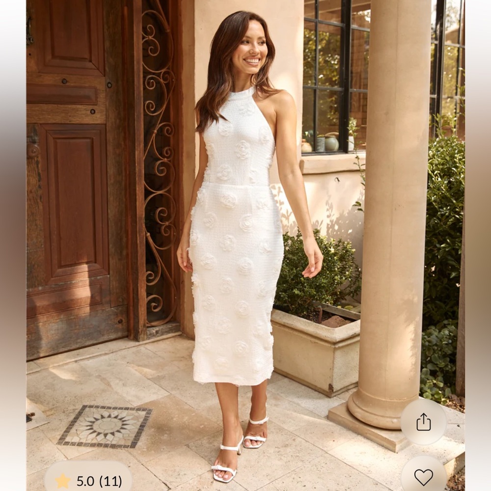 Hello Molly Midi Elegant White Sleeveless Dress